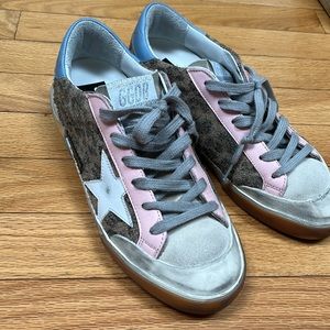 Golden Goose super star sneakers blue, pink, leopard suede - Like NEW! Size 37